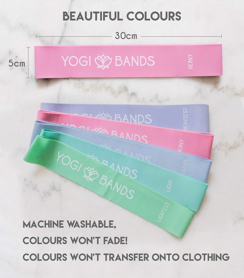 Yogi Bands XNM Creations Yogi Bands - Loop Resistance Bands for Working Out, Fitness and Yoga Exercise â€“ Set of 5 Pastel Exercise Bands - Image 3